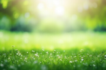 beautiful blurred green nature background with green meadow