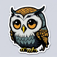Obraz premium a sticker of an owl with big eyes, generative ai