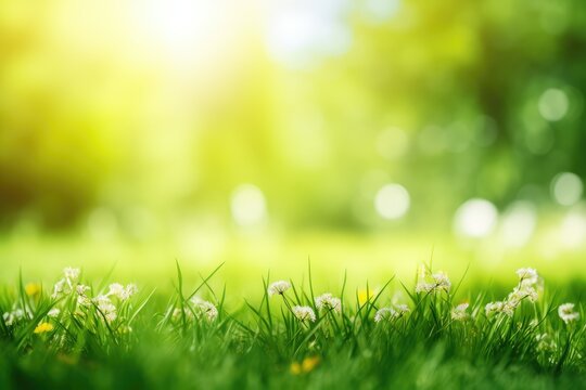 beautiful blurred green nature background with green meadow