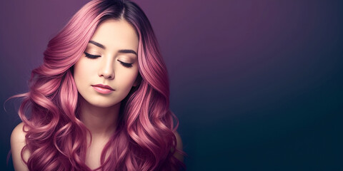 Fototapeta premium A young woman with beautiful hair, generative AI