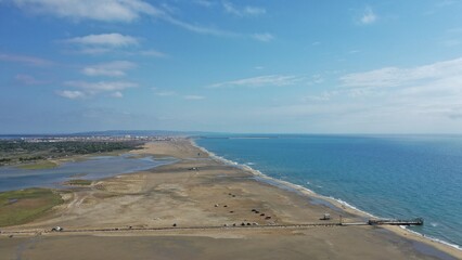 survol des étangs, plage et saline de La Palme, Leucate et Port-la-Nouvelle