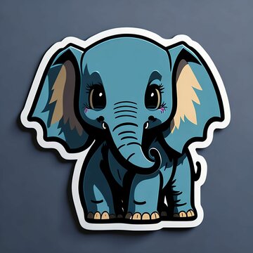 a close up of a sticker of an elephant, generative ai