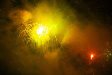 fireworks in the night sky. Background. Photo. Bokeh. Light. Festive. Happy