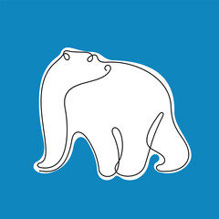 Polar bear continuous line vector illustration. Arctic  wildlife illustration.