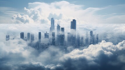 A view of a city in the clouds