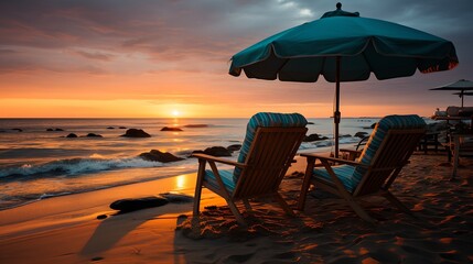 Chairs on the beach, generative ai