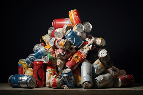 Garbage From Plastic Bottles And Metal Cans. Ecological Concept Of Plastic Waste Recycling.