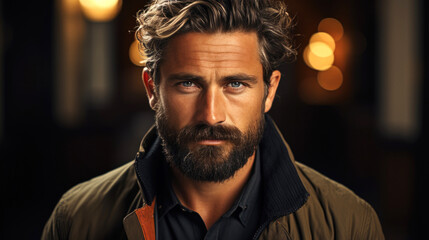 Handsome man with a youthful appearance, result of dedication to grooming and skincare. Generative AI