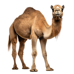 an Arabian or dromedary camel, standing 3/4 view, in a Animal-themed, illustration in a PNG, cutout, and isolated.
Generative ai
