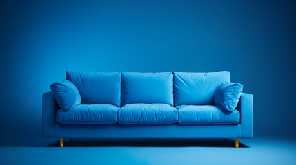 One image captures the essence of a minimalist blue suede sofa, presenting a creative vision that elevates its elegance. Sophisticated blue suede sofa takes center stage.