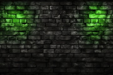 Black anthracite gray grey neon green damaged aged old wall background - obrazy, fototapety, plakaty