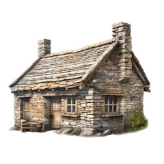Fototapeta na wymiar a Stone Cottage in a building-themed, illustration in a PNG, cutout, and isolated. Generative ai