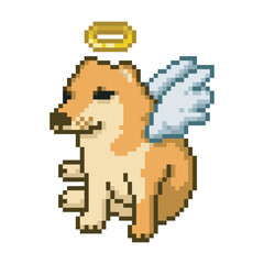 Obraz premium Dog in angel costume, pixel art pet