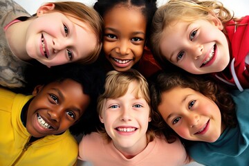 A group of children laying on top of each other. Generative AI.