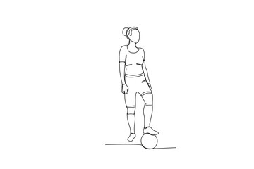 A woman with a ball at her feet. Women's world cup one-line drawing