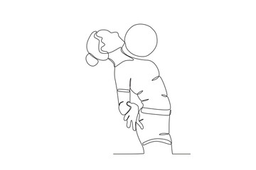 A woman receives a soccer ball with her chest. Women's world cup one-line drawing