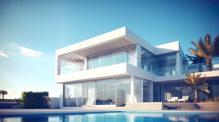 Beautiful modern architecture house. AI generation