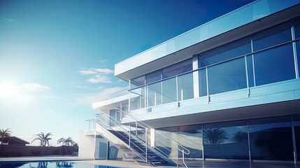 Fototapeta premium Beautiful modern architecture house. AI generation