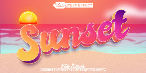 Retro Soft Colorful Sunset Vector Editable Text Effect Template