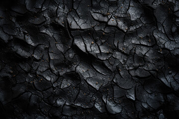 Black burnt dry cracked soil surface texture background - obrazy, fototapety, plakaty