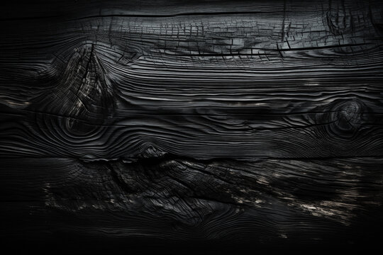Burned black wooden grunge texture