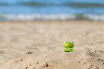 Children's toys for playing on the sand. Childrens items on the background of the sea