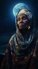 Old african lady at night
