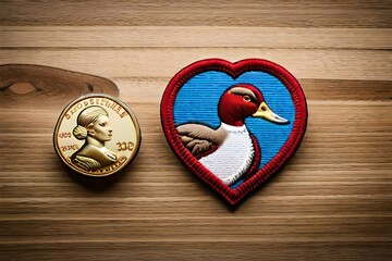Duck heart Iron On Patch Duck Patches, Duck patches iron on ,Embroidered Patch Iron, Patches For Jacket