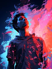 Abstract portrait of a young man in the style of a movie poster. © Emir