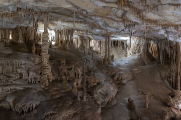 Stalactites and stalactites inside the Lehman caves, Nevada