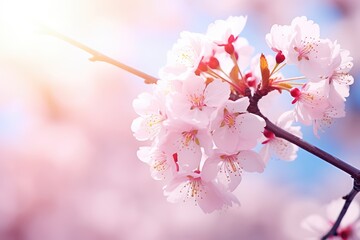 closeup of a beautiful flowering cherry tree branch