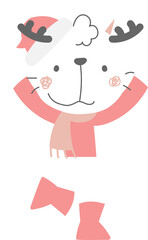 merry christmas and happy new year with cute cat, flat png transparent element cartoon character design