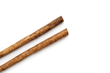 Burdock Root (Gobo) on white background.