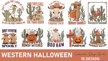 Western Halloween  Sublimation Bundle - obrazy, fototapety, plakaty