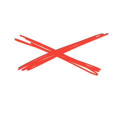hand drawn red cross line