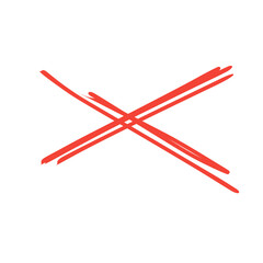 hand drawn red cross line