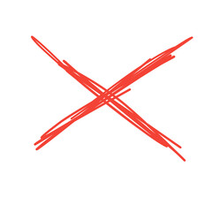 hand drawn red cross line