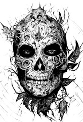 Halloween Monster - Zombie portrait black and white
