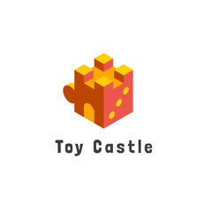3d toy castle dice puzzle logo icon