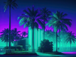 Neon palm trees 
