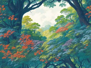 Fototapeta na wymiar Colourful forest