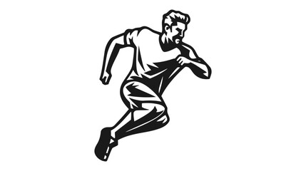 Fototapeta na wymiar Running sprinter man. Flat vector illustration icon, logo design isolated on white background