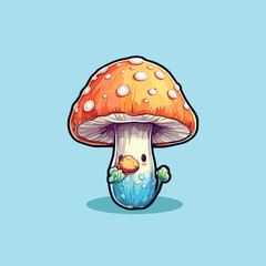 beech mushroom kawaii cartoon illustration