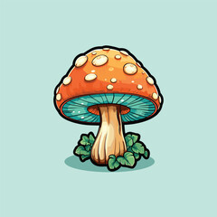 beech mushroom kawaii cartoon illustration