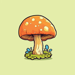 beech mushroom kawaii cartoon illustration