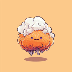 hericium erinaceus kawaii cartoon illustration © Khaula_Annasya