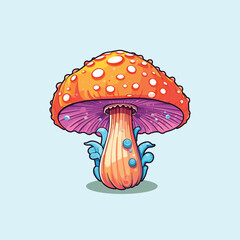lobster mushroom kawaii cartoon illustration