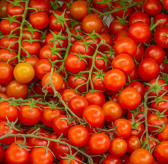 Beautiful cherry tomatoes in a market