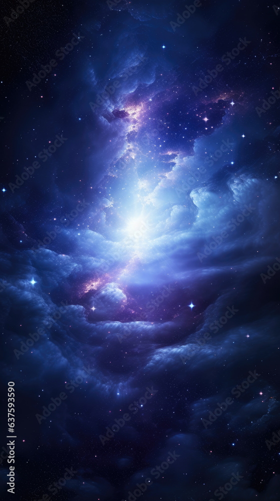 Wall mural a dark nebula filled with clouds of dark matter having a mysterious power of gravity over light part