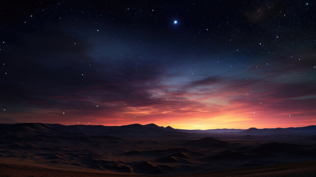 An ethereal landscape of surreal ebonstreaked terrain against a rustcolored sky illuminated by an unusual twilit combination of starlight and Venusian light.